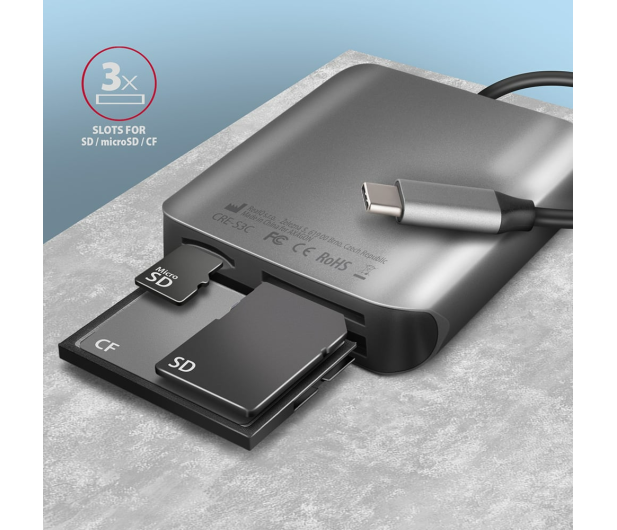 Axagon CRE-S3C SuperSpeed USB-C UHS-II czytnik - 1485432 - zdjęcie 4